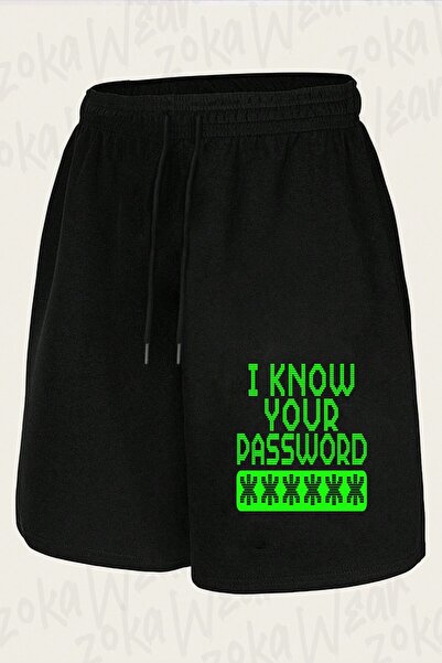 ZOKAWEAR Unisex Hacker I Know Your Pass Design Printed Shorts