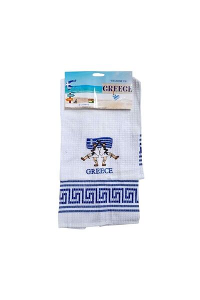 Tradesor Πετσέτα ποτηρόπανο Souvenir με κέντημα - Σετ 12pcs - Greece - 416198