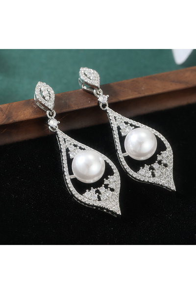 Choice A1020-1 Elegant Teardrop Long Earrings For Women Luxury Shiny Syntheti...