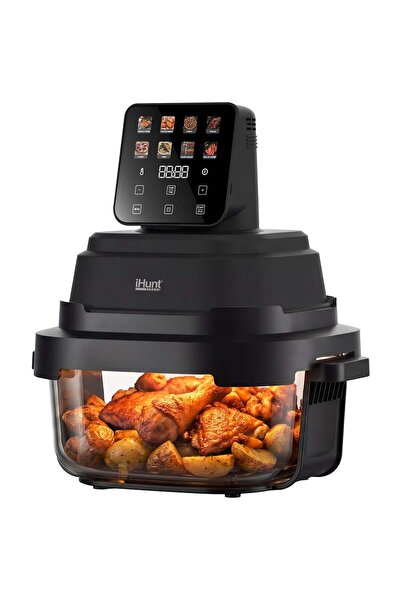 iHunt Friteuză cu aer cald PureGlass 8-în-1, 1500W, Sistem integrat de gătit,...