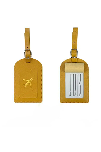 Choice1 Yellow Stamped Leather Business Luggage Tag Suitcase Label Luggage Bo...