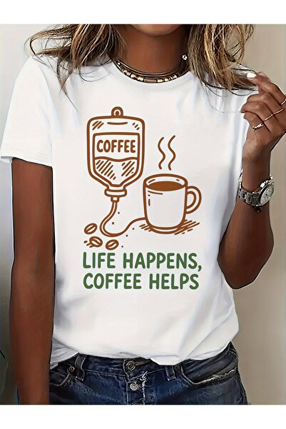 LİNA06 Funny IV Drip Coffee Helps Life Happens Graphic T-Shirt - Made from So...