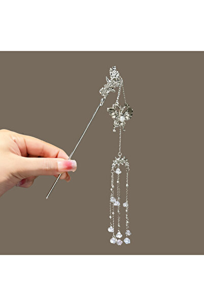 Choice9 8 شوكات شعر على شكل سيف بتصميم فراشة أنيقة على الطراز الصيني، مزينة ب...