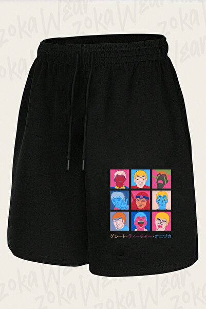 ZOKAWEAR شورت مطبوع بتصميم Gto Onizuka Faces للجنسين