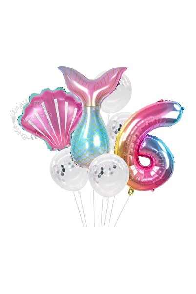 İSTOÇ PARTİ İstoç Mermaid 6 Years Old 7-Piece Foil Balloon Set