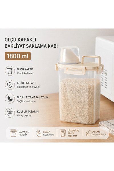 PraticalLife Pulses Storage Container with Measuring Lid 1800 ml |   Lockable...