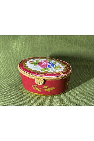 Fransız Limoges Hand-Painted Brass-Inlaid Porcelain Candy Dish 6 cm 4 cm 3 cm...