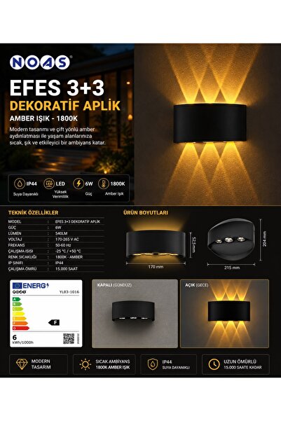 Noas Efes Dekoratik Aplik iki yönlü amber