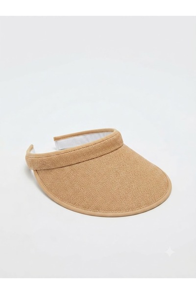 Fonem Paper Vizor Half Moon Straw Hat-Women's Beige 100% Natural Paper Rope S...