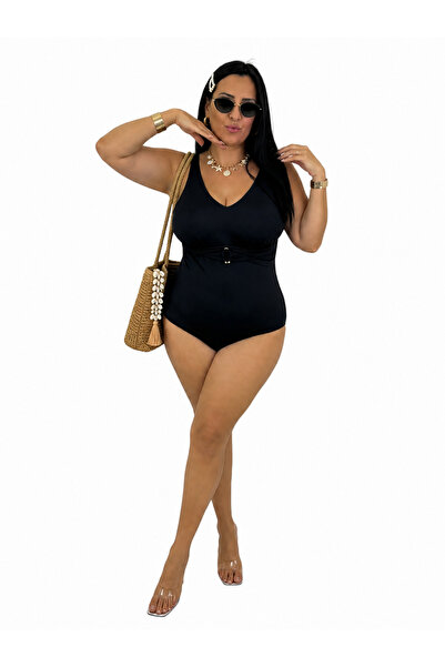 Pierre Cardin Costum de baie pentru femei, mărime mare, cu decolteu în V și c...