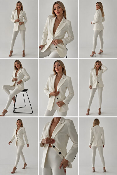 Rabona Fashion Monroe Noir White Blazer Jacket