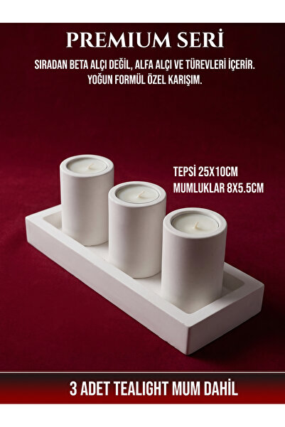 CANSEB Elegance Dörtlü Dekoratif Tabaklı Mumluk Seti - Hediyelik - Sunumluk