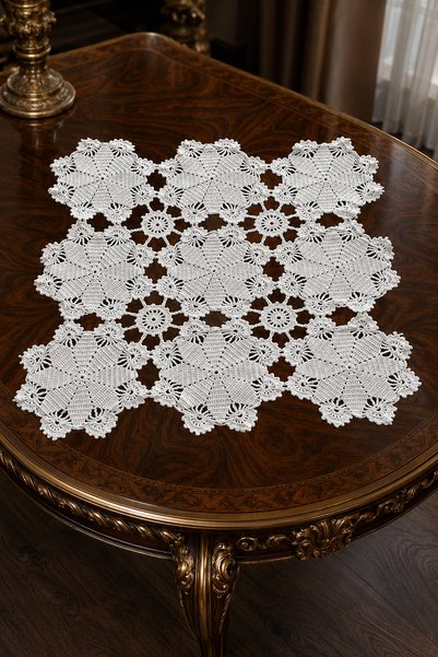 EastWest Trading Handmade Vintage Floral and Lace Embroidered Decorative Dowry Box Cover 31X31 cm