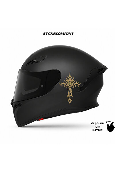 STCKRCO Minimal Haç Kask Stickerı – Kask Yan Taraf Cross Sticker Etiket - Min...