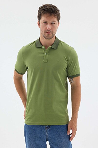 İmza Green Polo Collar Pique Short Sleeve Slim Fit 100% Cotton T-Shirt 101126...