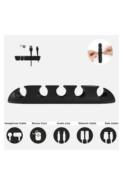 OEM Organizator Cabluri Autoadeziv cu 7 Sloturi, Plastic Negru, Birou Curat, ...