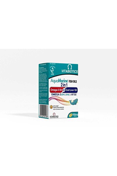 Vitabiotics Aquamarine 2-in-1 Omega-3 & Cod Liver Oil – 60 Capsules
