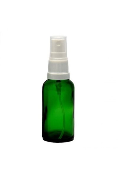 OEM Sticlă verde cu pulverizator, pulverizator alb, 30ml