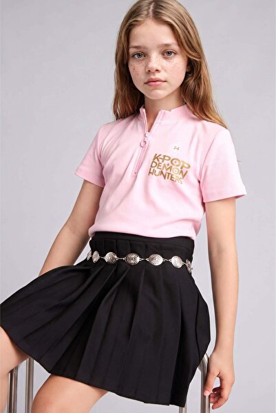 DeFacto Kpop Ловци на демони Тениска с къс ръкав и половин цип за момичета H9...