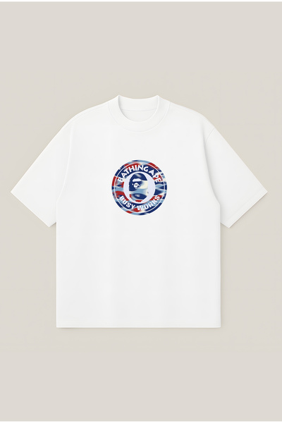 Moon Dancer A Bathing Ape Busy Works Printed Oversize Boxy Cut Unisex 100% Co...