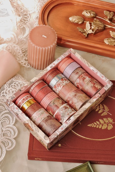 Nova Crafts مجموعة واش تيب من سلسلة رومانسية أبدية حمراء مكونة من 24 قطعة (من...