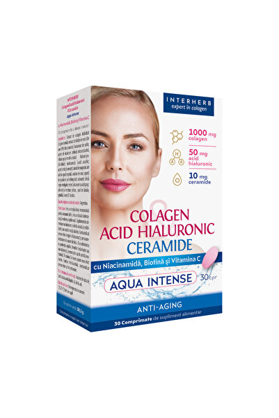 Interherb Colagen si Acid Hialuronic Ceramide Aqua Intense Anti-Aging 30cpr