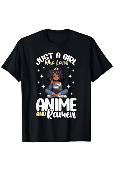 2mcup تي شيرت جرافيك بطبعة Just A Who Loves And Ramen للنساء والرجال، قميص نا...