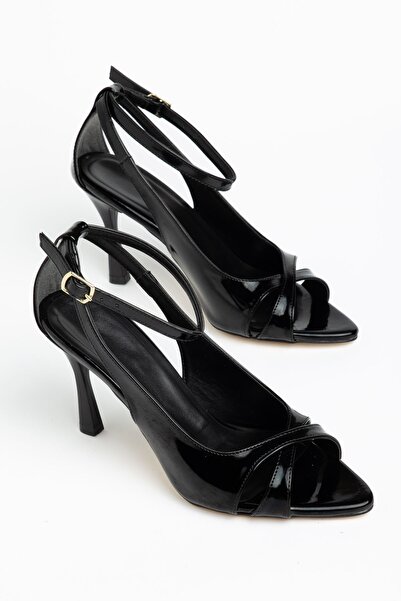 Hayalimdeki Ayakkabı Sagi Women's Black Patent Leather Cross-Strapped Evening...