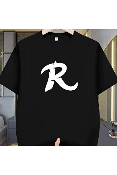 NOURAM تي شيرت مطبوع بحرف "R" كبير، خفيف الوزن وقابل للتنفس. قميص مريح بأكمام...