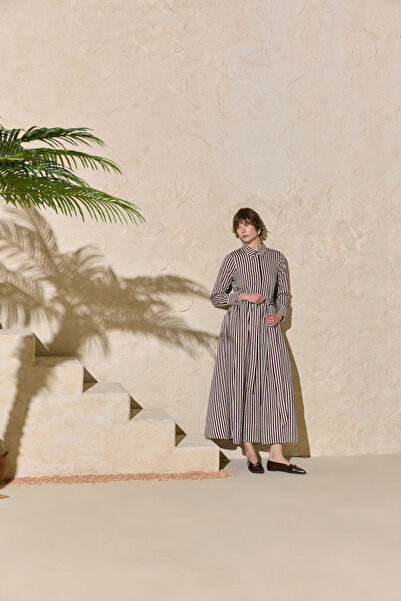 Aker Burgundy Striped Classic Dress