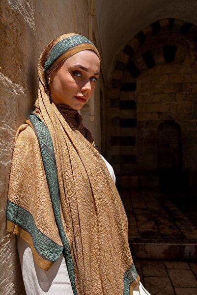 Silk Home Riva Shawl Tencel Guipure Pattern Olive Green