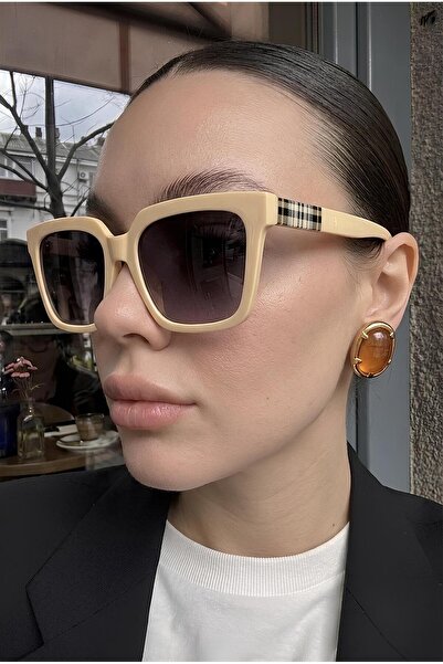 Eyesofia نظارات شمسية نسائية من بايس بورب كريمي-بيج خفيفة للغاية مع فلتر UV400