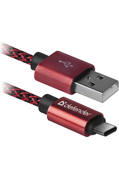 Defender Cablu USB 2.0 USB-C tată - USB-A Roșu 1m (87813)