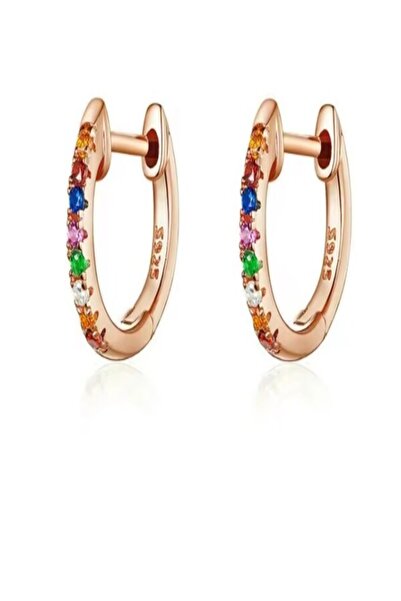 myadore Cercei din argint 925 placat cu aur roz, cu pietre multicolore