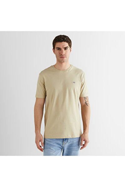 Gant Erkek Bej Bisiklet Yaka Regular Fit Logolu T-Shirt