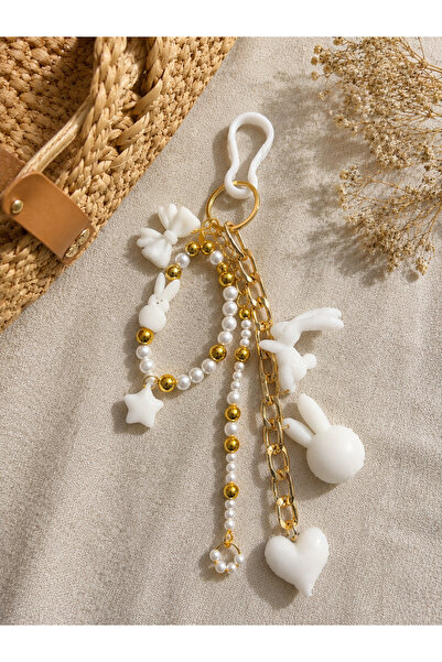 Store Gold Zincirli İncili Çanta Charmı Tavşan Anahtarlık Tavşan Kalp Yıldız ...