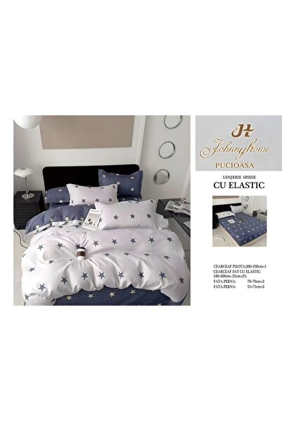 naniland.ro Lenjerie de Pat Bumbac Satinat 2 Persoane 6 Piese cu Elastic 180x...