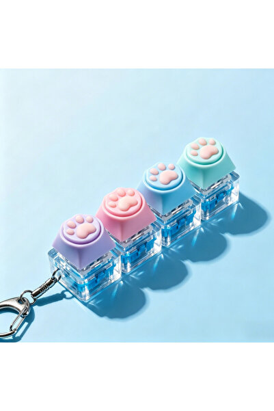 choice2 SKY BLUE Luminous Keyboard Keychain, Pressable LED Button Fidget Toy,...
