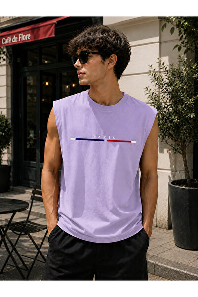 caddekombin Zero Sleeve Unisex Paris Cotton Combed Cotton Crew Neck T-Shirt