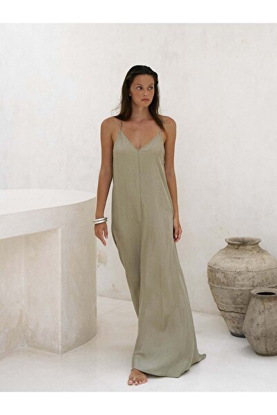 The Handloom Lucid Flow Maxi Elbise - Haki