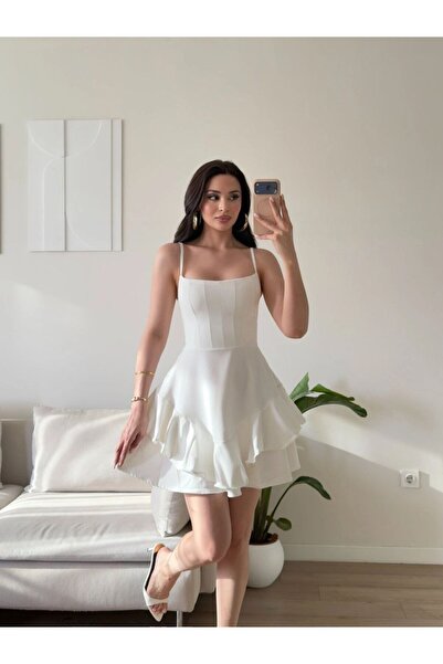 heree Women's Rope Strap Flounce Mini Dress