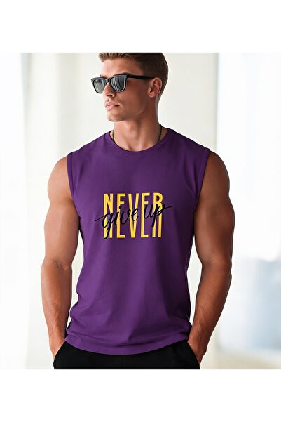 TREND EMMODA Ανδρικό μπλουζάκι Never Give Up με γραπτό σχέδιο, στρογγυλή λαιμ...