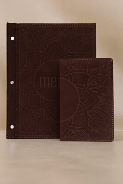 ankara menü A4 Velvet Menu Holder and Account Desk Mat Set with Floral Patter...