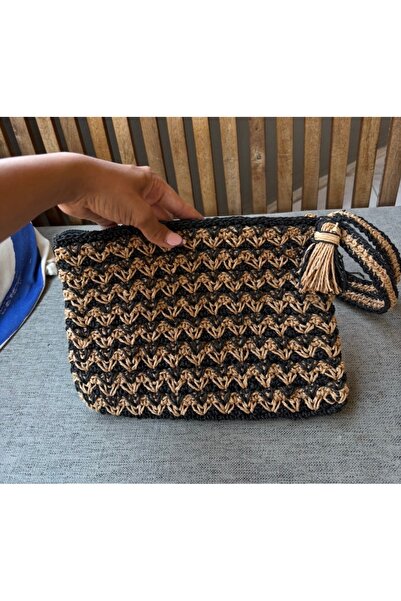Elias Studios El Yapımı Hasır Clutch Çanta