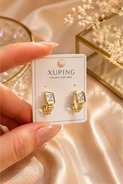 XUPING JEWELRY Xuping Paslanmaz Kararmaz Tek Taş XP Damgalı Küpe