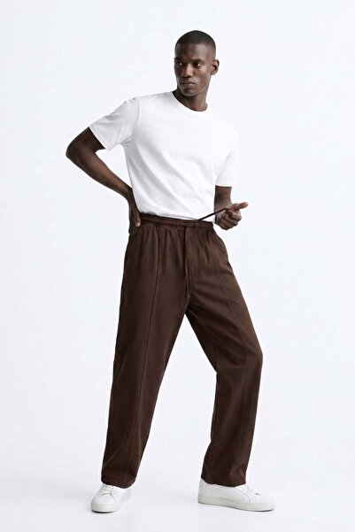 BARRELS AND OIL Men's Trousers with Grass Stitching on the Front and Elastic ...