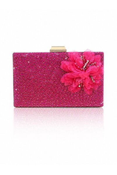 Seniorah Ženska večernja torba od fuchsia kristalnog kamena sa detaljnim cvet...