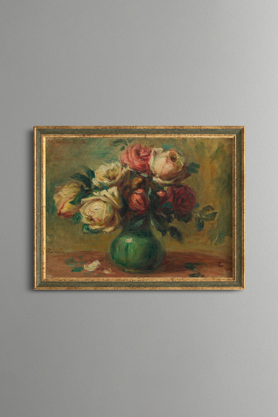 epiqart Roses in a Vase - Vintage Patterned Painting - Fine Model