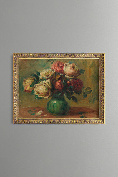 epiqart Roses in a Vase - Vintage Patterned Painting - Fine Model