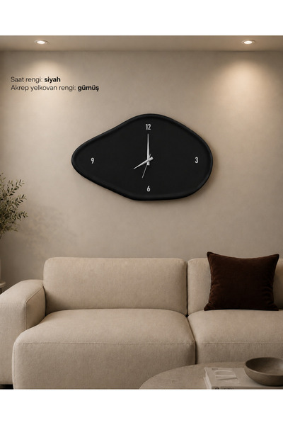 Lunalore Beton Görünümlü Minimal Duvar Saati 53x95 cm Sessiz Mekanizmalı Raka...